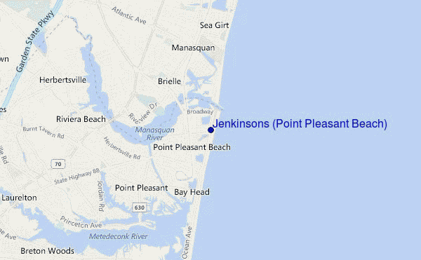 mapa de ubicación de Jenkinsons (Point Pleasant Beach)
