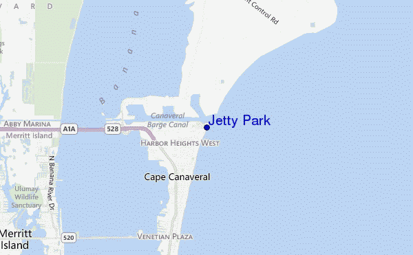 mapa de ubicación de Jetty Park