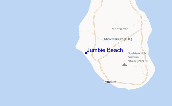 mapa de ubicación de Jumbie Beach