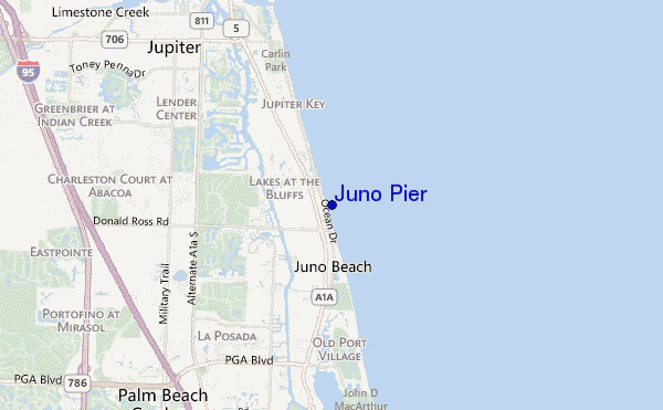 mapa de ubicación de Juno Pier