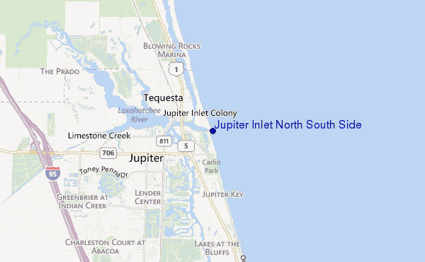 mapa de ubicación de Jupiter Inlet North South Side