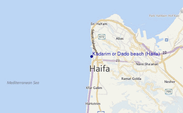mapa de ubicación de Kadarim or Dado beach (Haifa)