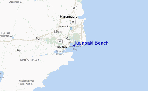 mapa de ubicación de Kalapaki Beach