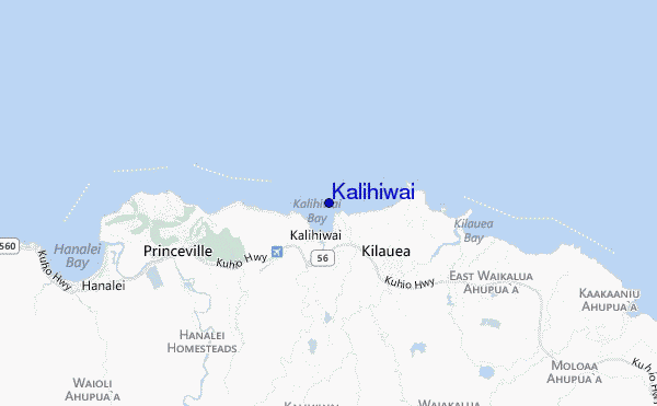mapa de ubicación de Kalihiwai