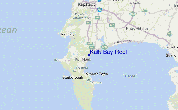 Kalk Bay Reef Location Map