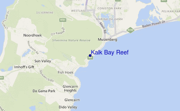 mapa de ubicación de Kalk Bay Reef