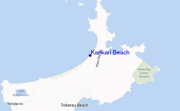 mapa de ubicación de Karikari Beach