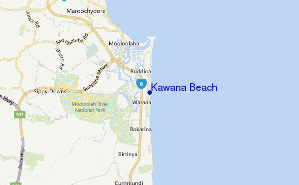 mapa de ubicación de Kawana Beach
