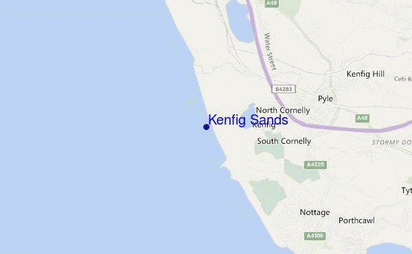 mapa de ubicación de Kenfig Sands