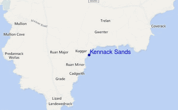 mapa de ubicación de Kennack Sands