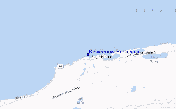 mapa de ubicación de Keweenaw Peninsula