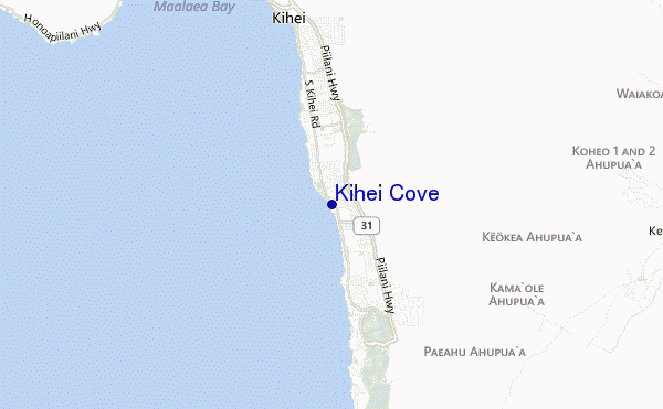 mapa de ubicación de Kihei Cove