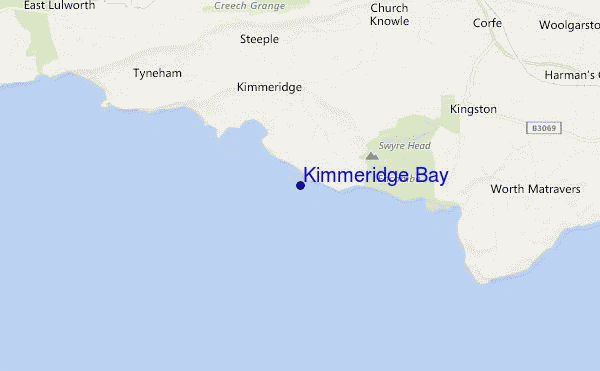 mapa de ubicación de Kimmeridge Bay
