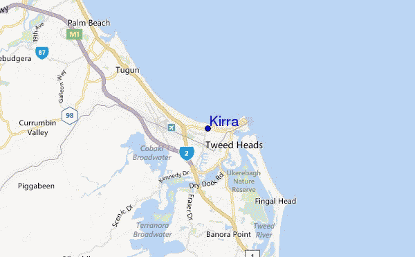 mapa de ubicación de Kirra