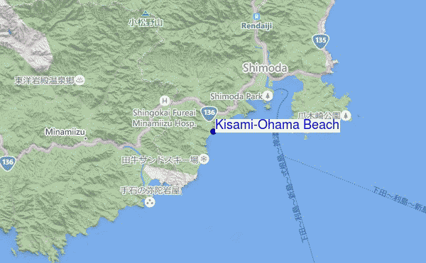 mapa de ubicación de Kisami-Ohama Beach