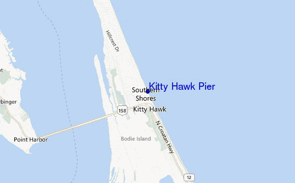 mapa de ubicación de Kitty Hawk Pier