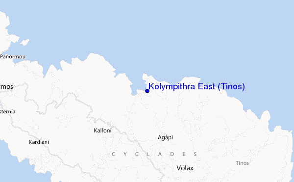 mapa de ubicación de Kolympithra East (Tinos)