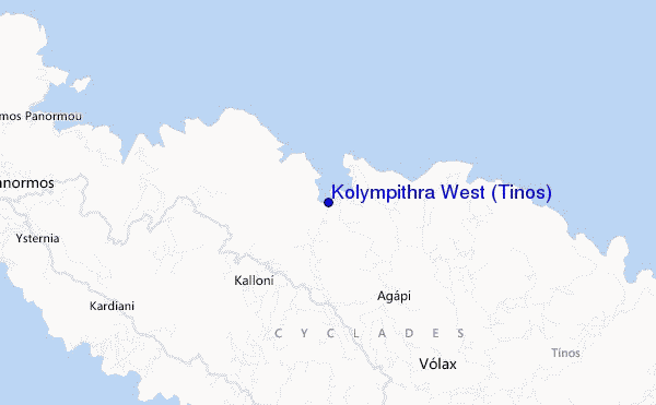 mapa de ubicación de Kolympithra West (Tinos)
