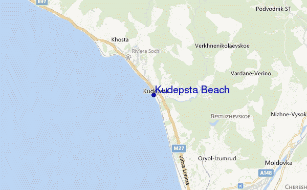 mapa de ubicación de Kudepsta Beach