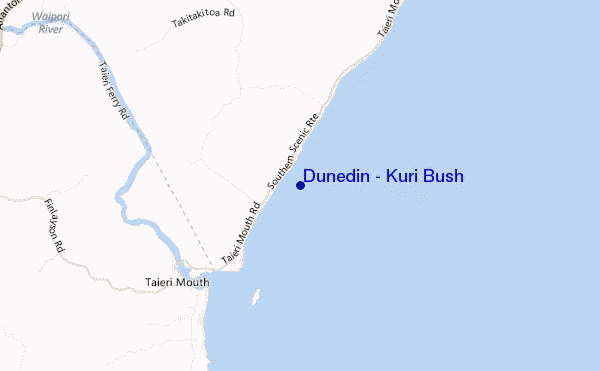 mapa de ubicación de Dunedin - Kuri Bush