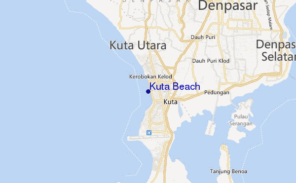 mapa de ubicación de Kuta Beach