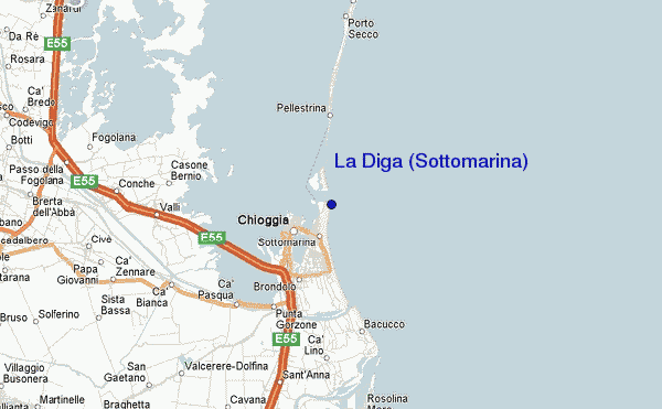 mapa de ubicación de La Diga (Sottomarina)