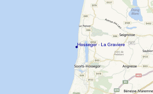 mapa de ubicación de Hossegor - La Graviere