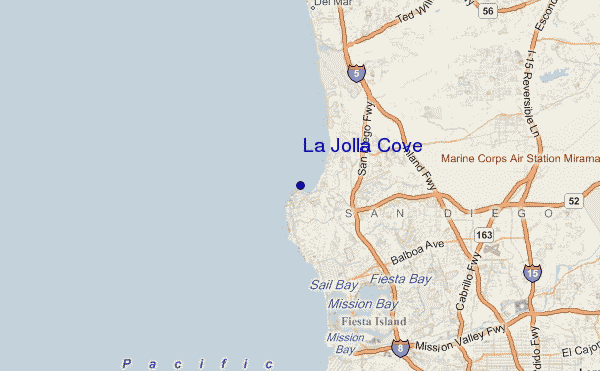 mapa de ubicación de La Jolla Cove