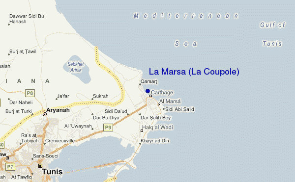 mapa de ubicación de La Marsa (La Coupole) Tunis