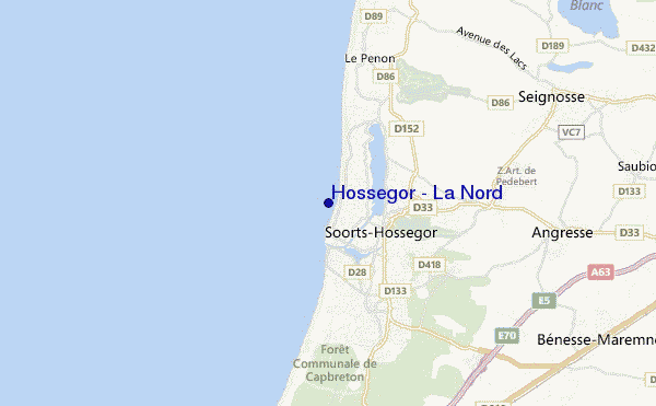 mapa de ubicación de Hossegor - La Nord