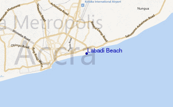 mapa de ubicación de Labadi Beach