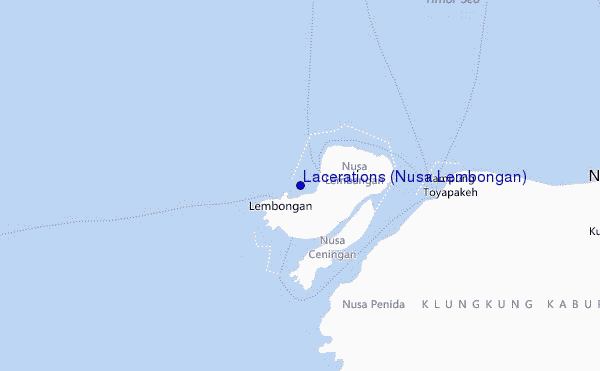 mapa de ubicación de Lacerations (Nusa Lembongan)