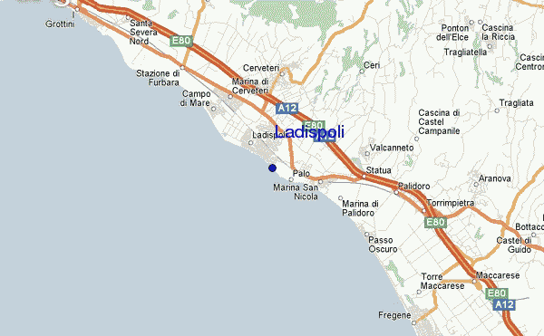 mapa de ubicación de Ladispoli