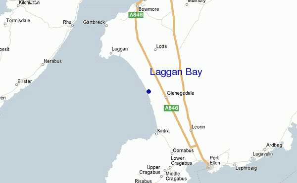 mapa de ubicación de Laggan Bay (Islay)