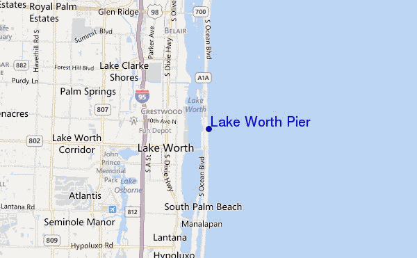 mapa de ubicación de Lake Worth Pier