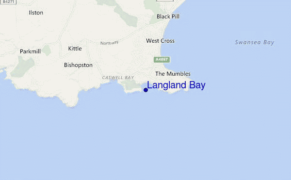 mapa de ubicación de Langland Bay