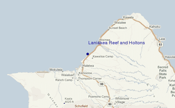 mapa de ubicación de Laniakea Reef and Holtons