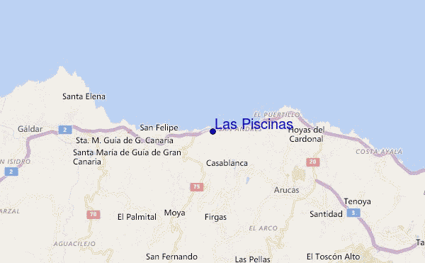 mapa de ubicación de Las Piscinas