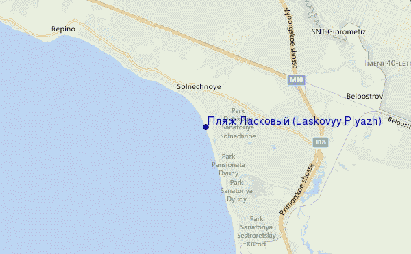 mapa de ubicación de Пляж Ласковый (Laskovyy Plyazh)