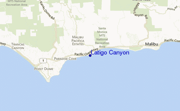 mapa de ubicación de Latigo Canyon