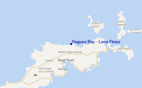 mapa de ubicación de Rogues Bay - Lava Flows