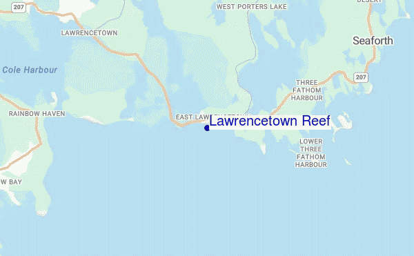 mapa de ubicación de Lawrencetown Reef