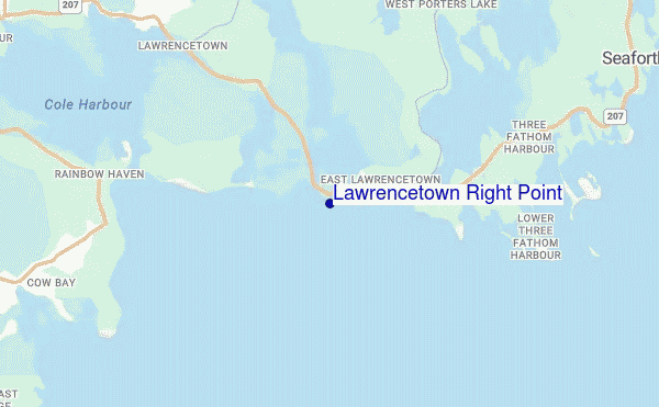 mapa de ubicación de Lawrencetown Right Point