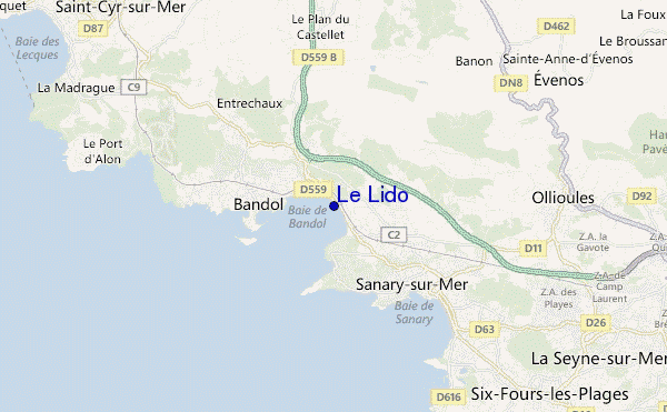 mapa de ubicación de Le Lido