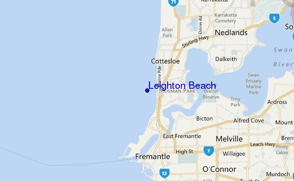 mapa de ubicación de Leighton Beach