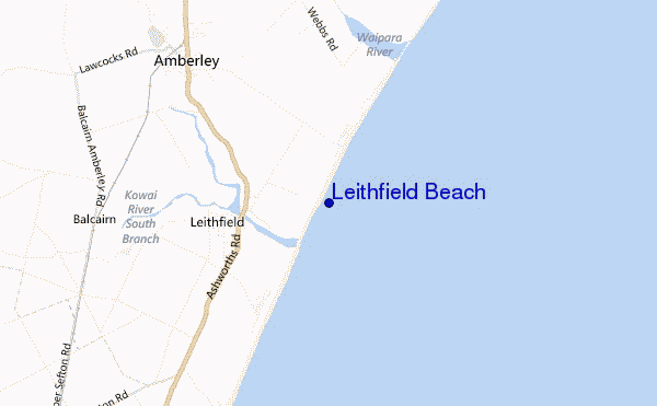 mapa de ubicación de Leithfield Beach