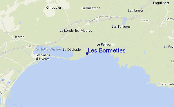 mapa de ubicación de Les Bormettes