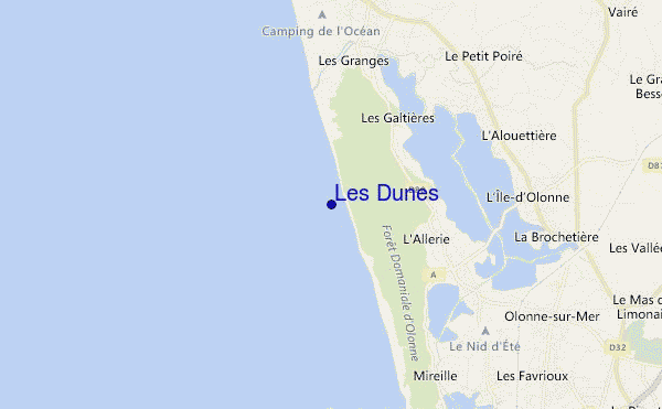 mapa de ubicación de Les Dunes