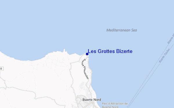 mapa de ubicación de Les Grottes Bizerte