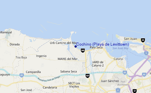 mapa de ubicación de Cochino (Playa de Levittown)